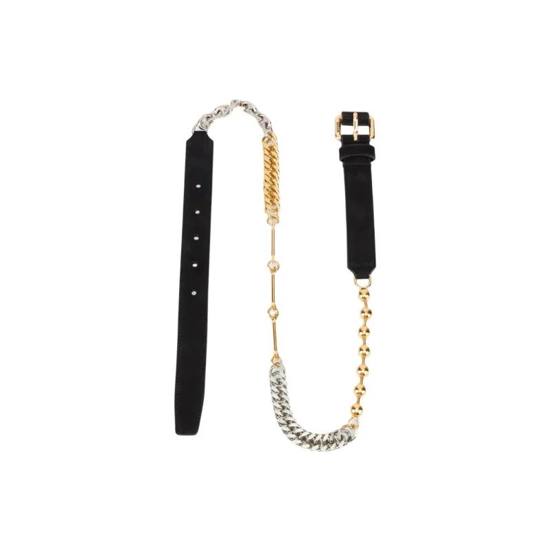 MOSCHINO Cuban Chain Leather Belt-1