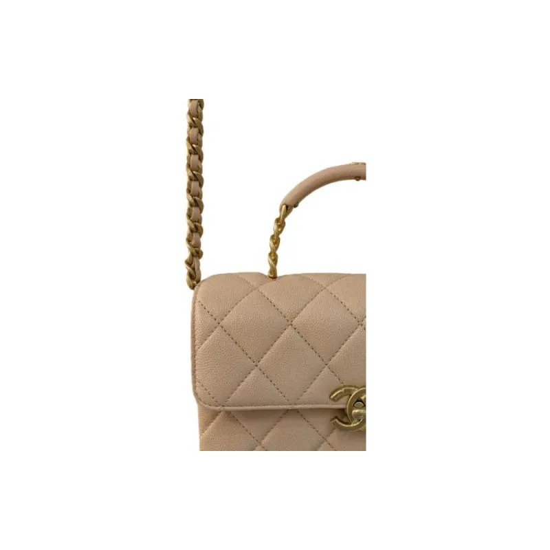 CHANEL Grain Embossed Cow Leather Shoulder Bag, Crossbody Bag, Handbag Women's Light Beige-2