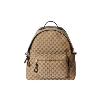 GUCCI Canvas Backpack Medium Size Men's Beige & Ebony