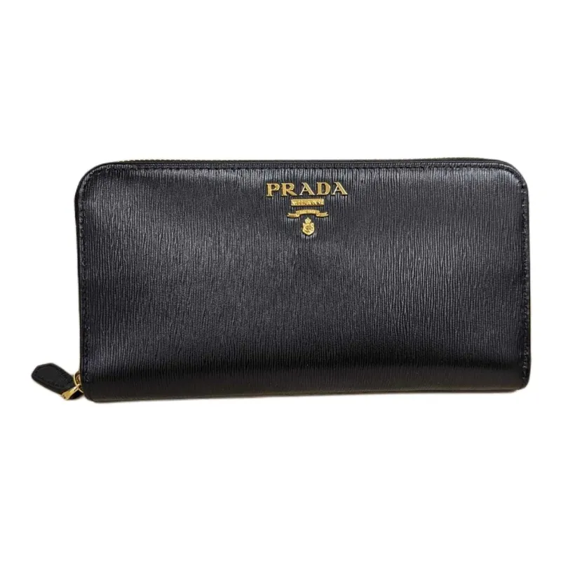 PRADA Genuine Leather Wallet Women's Black-1