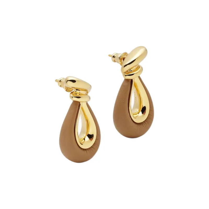 FENDI Lambskin Earrings Women's Brown-0