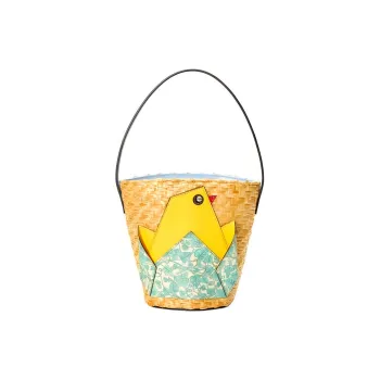 GUCCI Straw Woven Material With Leather Bucket Bags Handbags Kids' Bags Regular Kids' Yellow/Multicolor