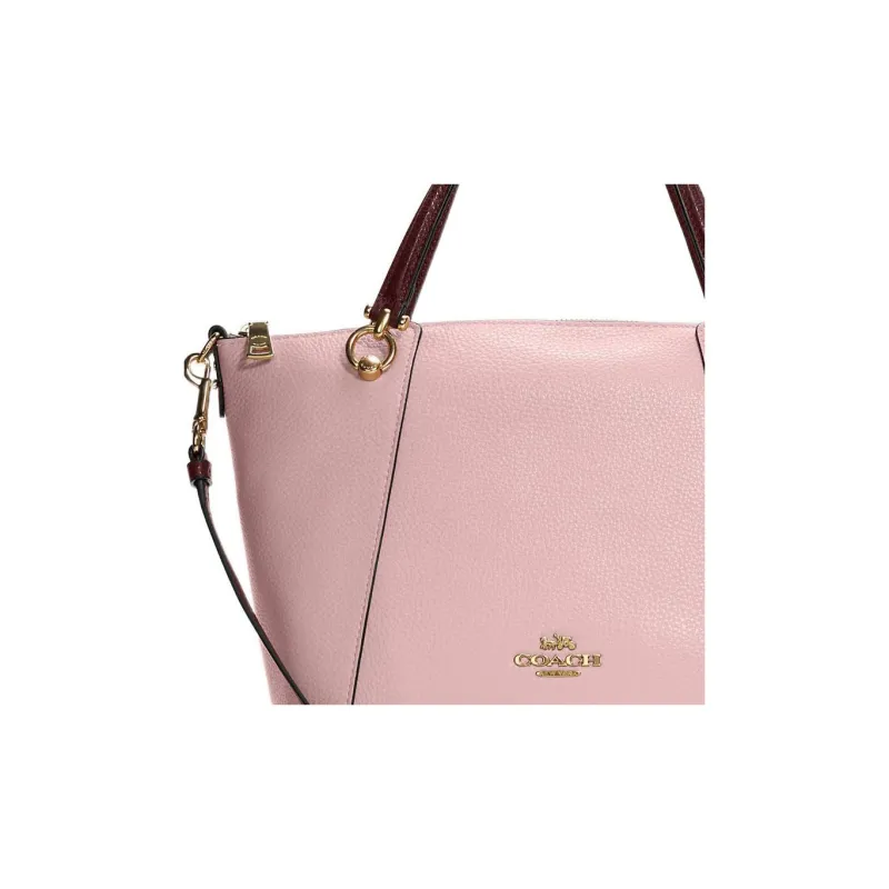 COACH Kacey Genuine Leather Briefcase Shoulder Bag Crossbody Bag Handbag Medium Size Women's Pink & Burgundy-3