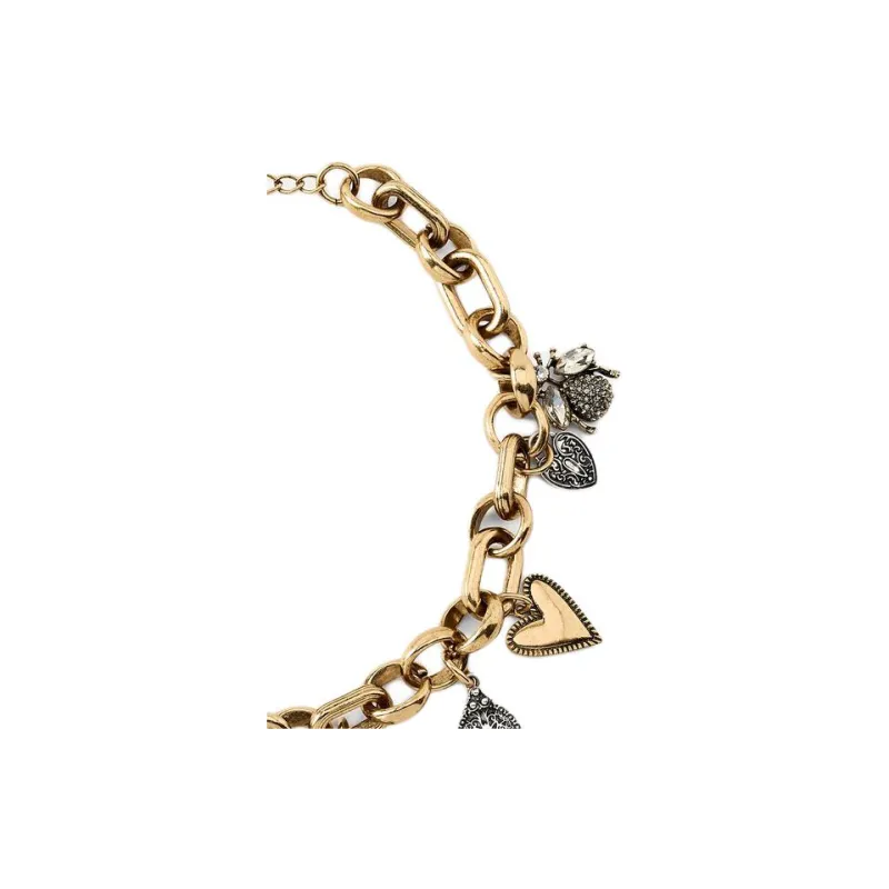 ZARA Metal Zinc Iron Epoxy Resin Glass Necklaces Women's Gold-1