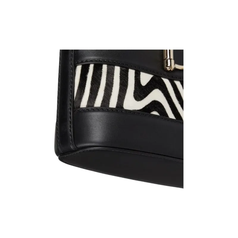 GUCCI Cow Leather Bucket Bags Shoulder Bags Mini Women's Black White-6