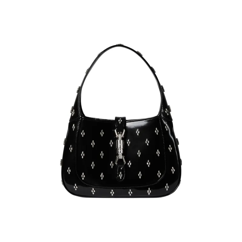GUCCI Jackie 1961 Leather One Shoulder Handbags Small Size Women's Black-0