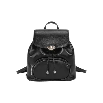 TOUTOU Fabric With Synthetic Leather Backpack Medium Size Women's Chocolate Brown
