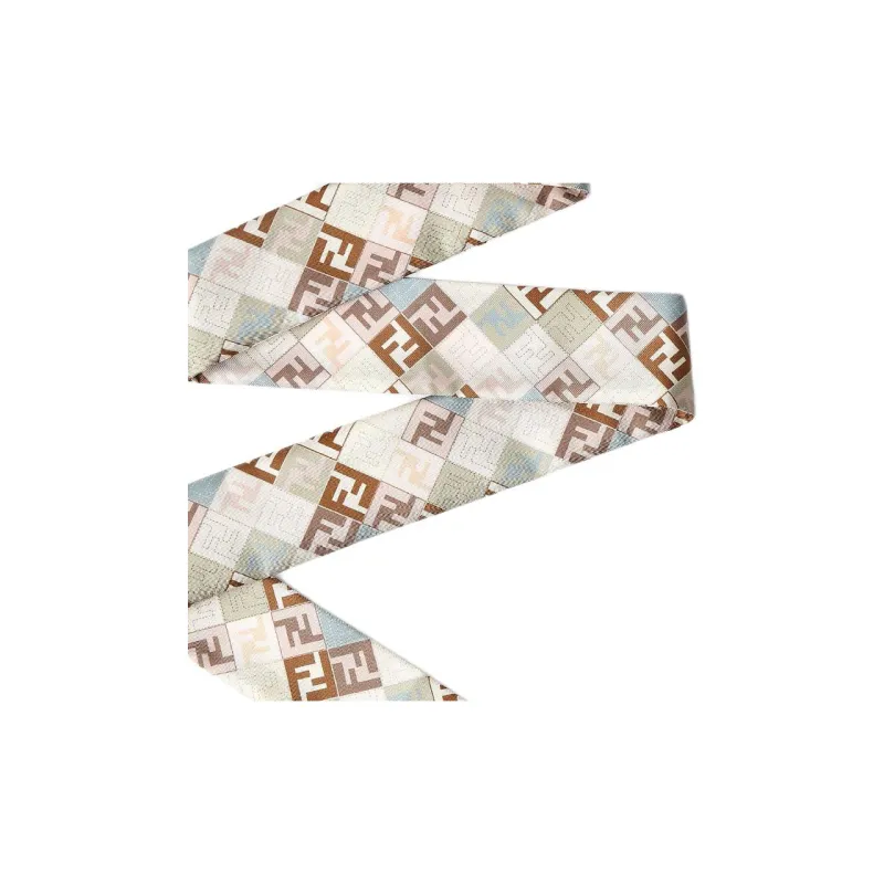 FENDI Mulberry Silk Silk Scarves Women's Beige-1