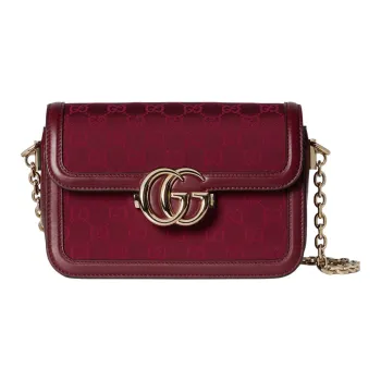 GUCCI Canvas Shoulder Bag Small Size Women's Red