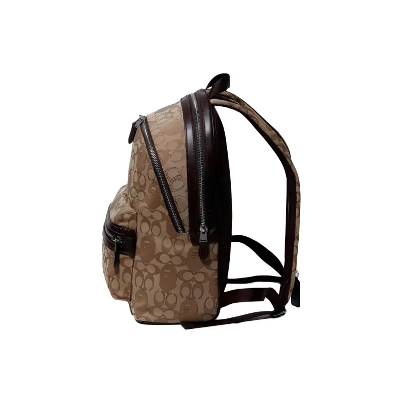 A BATHING APE COACH Collaboration Bape Cotton Backpack Men's Khaki-1