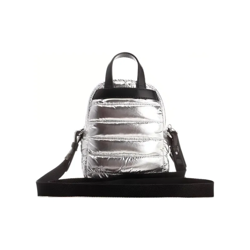Moncler Nylon And Leather Shoulder Bag Crossbody Bag Small Size Women's Silver-2