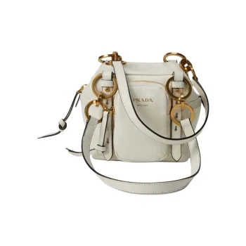PRADA Cow Leather One Shoulder Handbags Mini Women's White