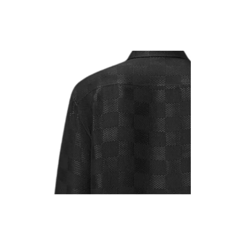 LOUIS VUITTON Jacquard Damier Long Sleeved Silk Shirt-4