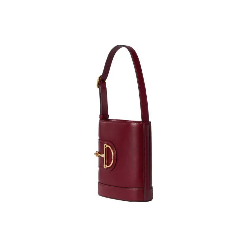 GUCCI Leather Shoulder Bag Mini Women's Red-2