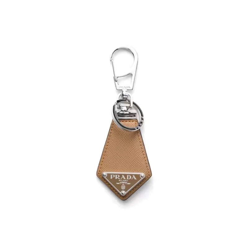 PRADA Calfskin, Metal Keychains Men's Brown-1