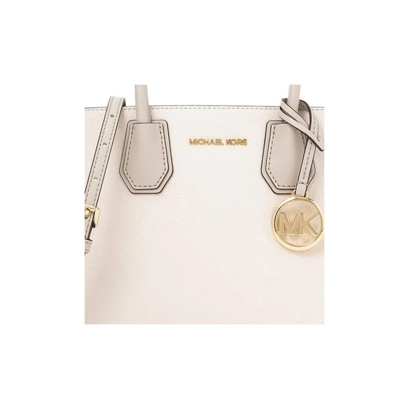 MICHAEL KORS Mercer Cow Leather Shoulder Bag, Crossbody Bag, Handbag Regular Women's Cream White-3
