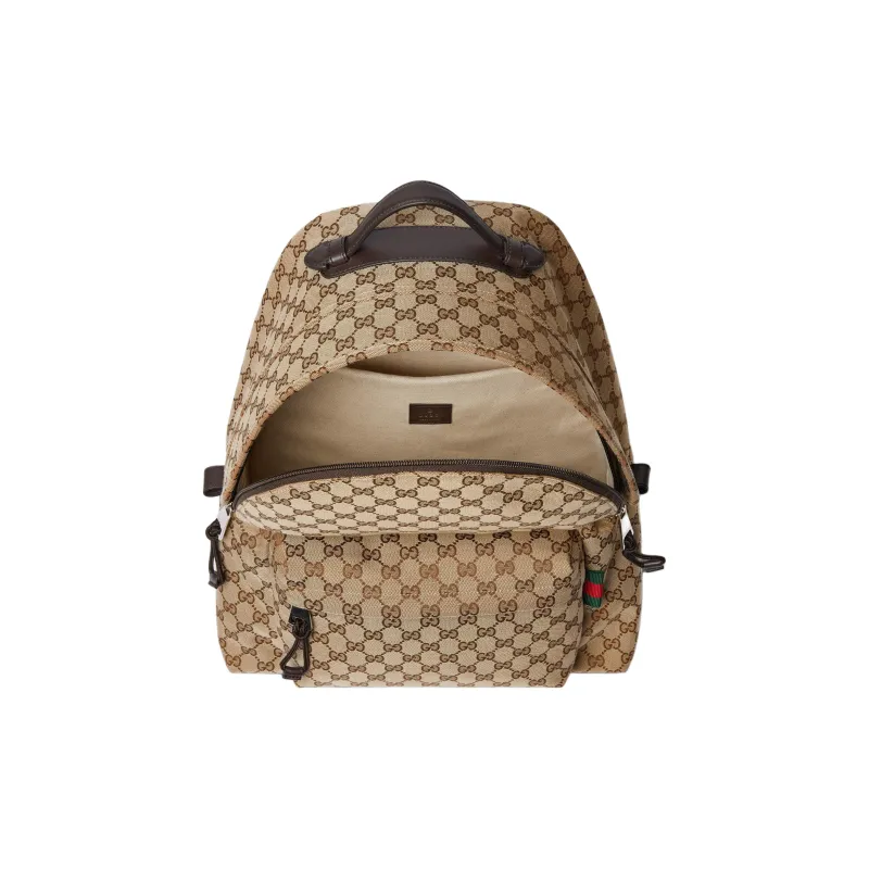 GUCCI Canvas Backpack Medium Size Men's Beige & Ebony-4