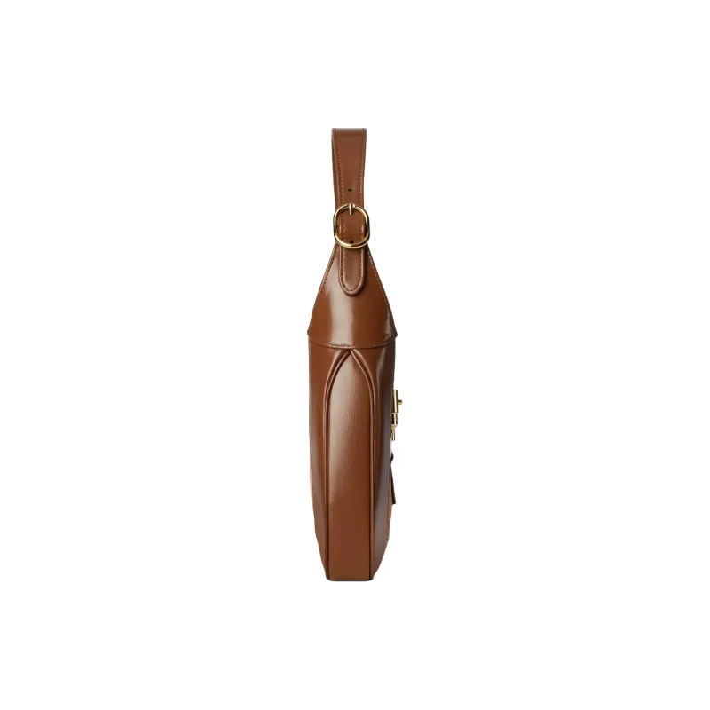 GUCCI Jackie 1961 Suede Shoulder Bag, Handbag Trumpets Women's Brown-3