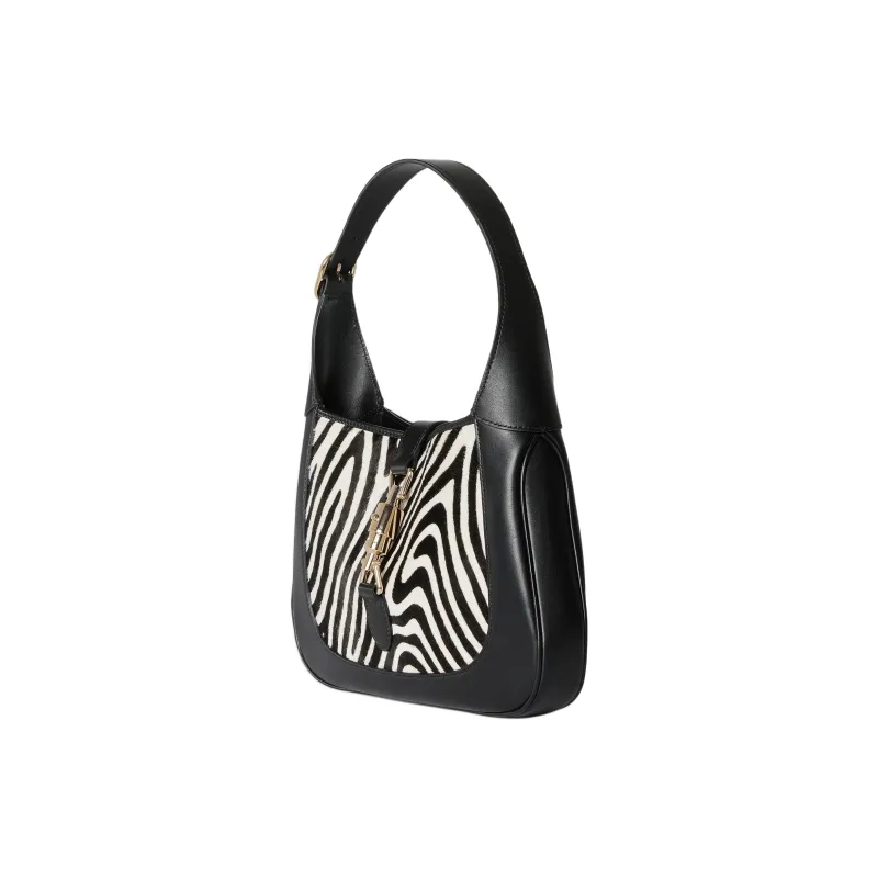 GUCCI Jackie 1961 Calf Hair Handbag, Shoulder Bag Trumpets Women's Black & White-2