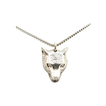 GUCCI 2000-2024 Sterling Anger Forest Loved Wolf Head Pendant Necklace Costume Necklace