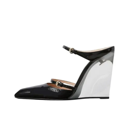 GUCCI Closed Toe Slippers 10.9cm Women's Black