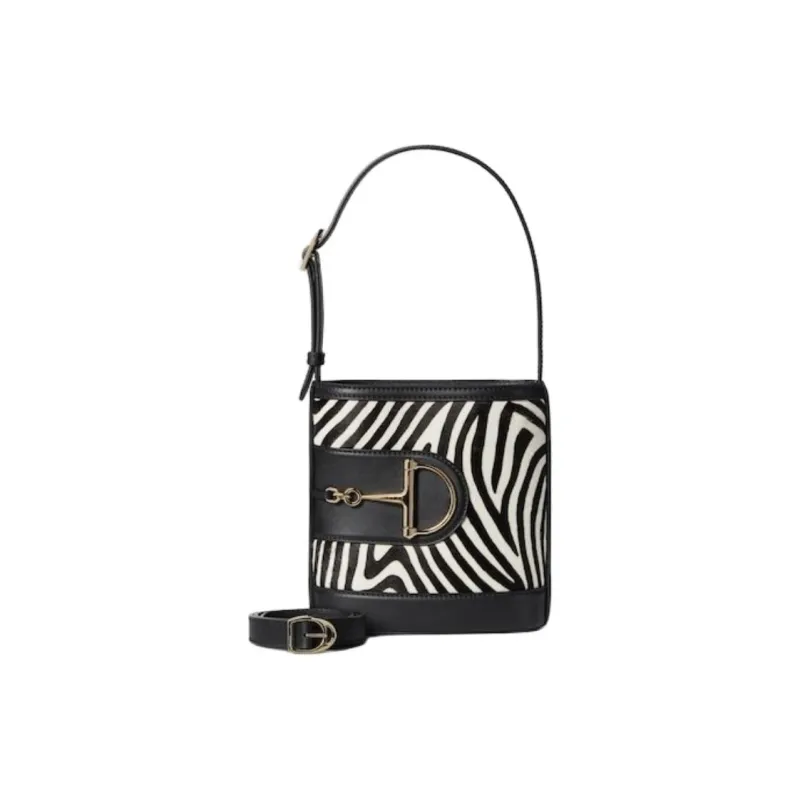 GUCCI Cow Leather Bucket Bags Shoulder Bags Mini Women's Black White-1