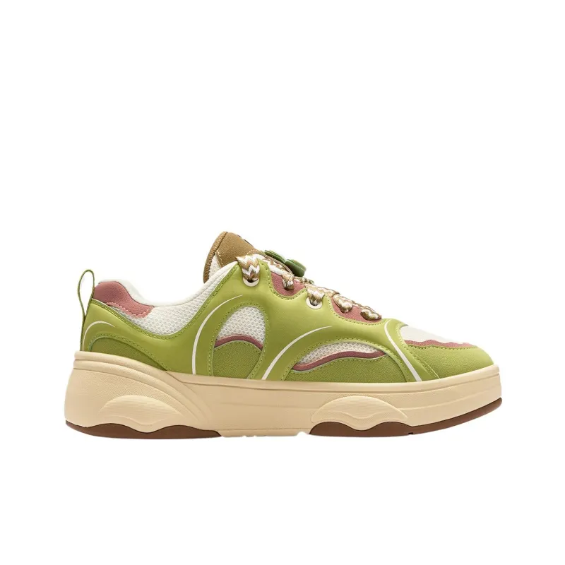 FILA FUSION WINDROUND DX Dancing Longboard Shoes Slip Resistant Low Top Skateboard Shoes Women's Green White-1