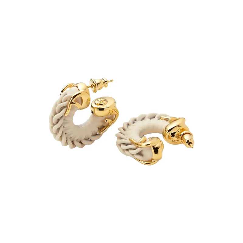 FENDI Metal Brass Earrings Women's White-1