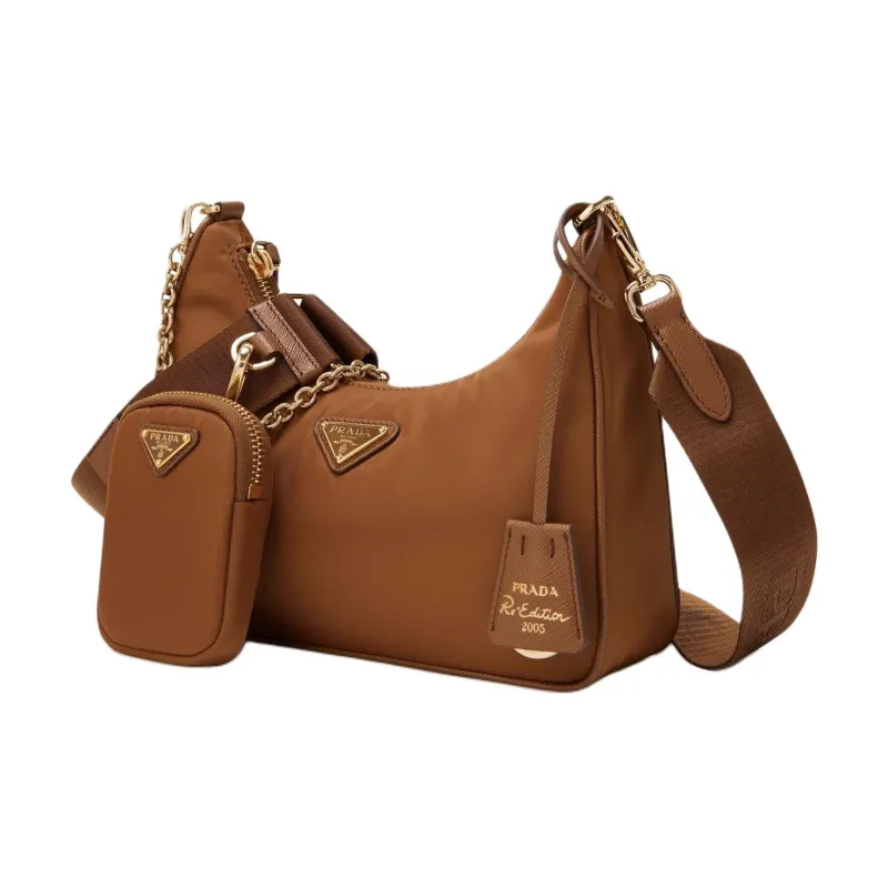PRADA Re Edition Recycled Nylon Three in One Shoulder Bag Women's Brown-1