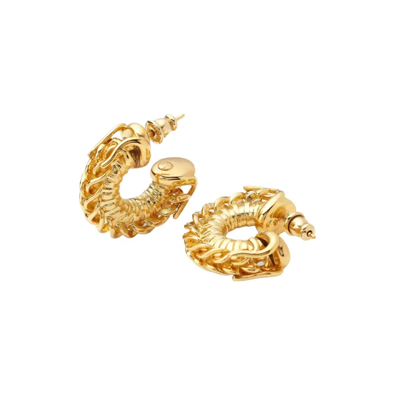 FENDI Metal Brass Earrings Women's Gold-1