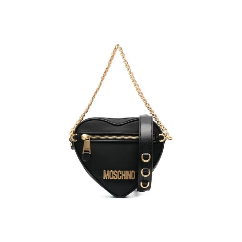 MOSCHINO Logo Plaque Heart Shape Tote Bag-1