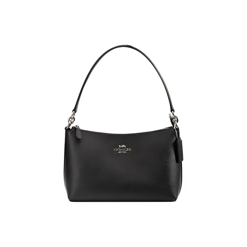 COACH Cow Leather Handbag Shoulder Bag One Shoulder Medium Size Women's Black-0