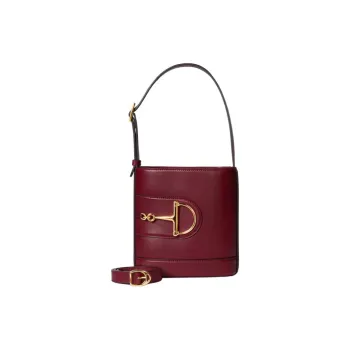 GUCCI Leather Shoulder Bag Mini Women's Red