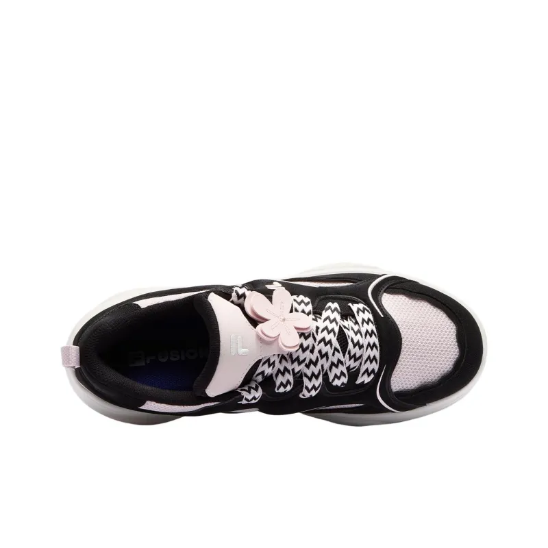 FILA FUSION WINDROUND DX Dancing Longboard Shoes Slip-Resistant Low-Top Skateboard Shoes Women's Black White-3