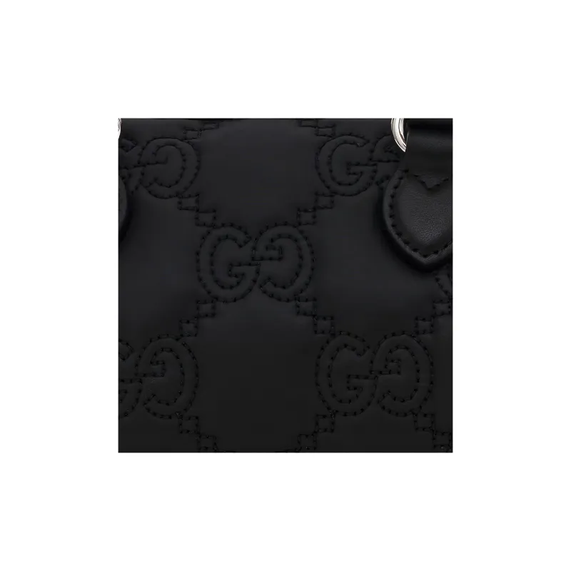 GUCCI GG Matelassé Leather Bowling Bag Handbag Shoulder Bag Crossbody Bag Mini Women's Black-4