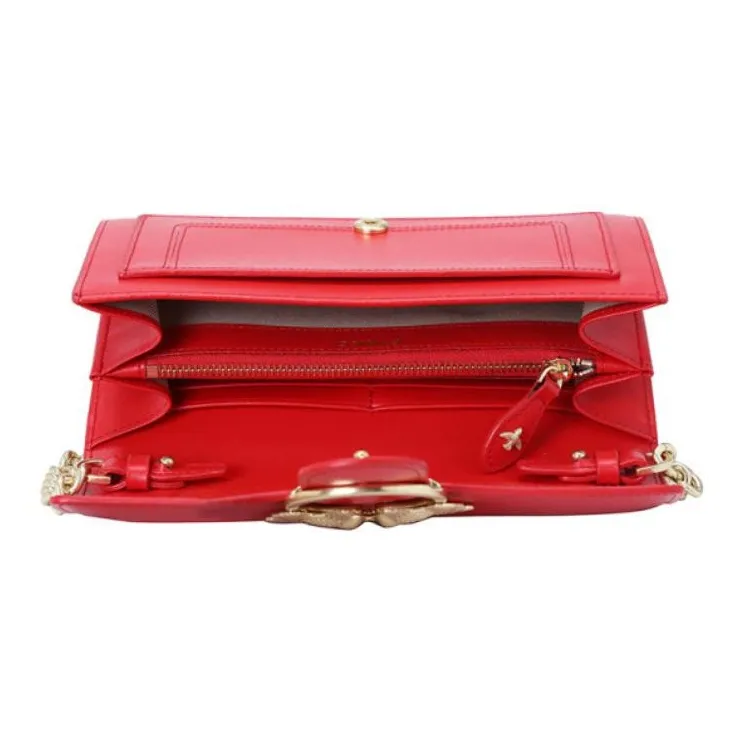 PINKO BLOCH Cow Leather Flying Bird Swallow Bag Shoulder Bag Crossbody Bag Mini Women's Red-4