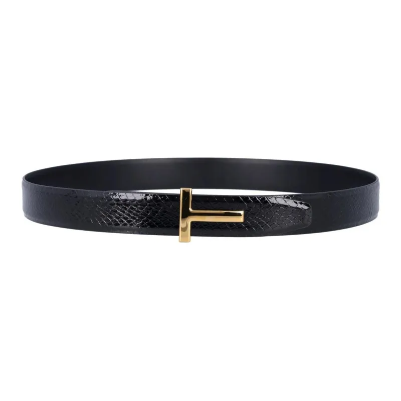 TOM FORD T Logo Embossed Reversible Belt-1
