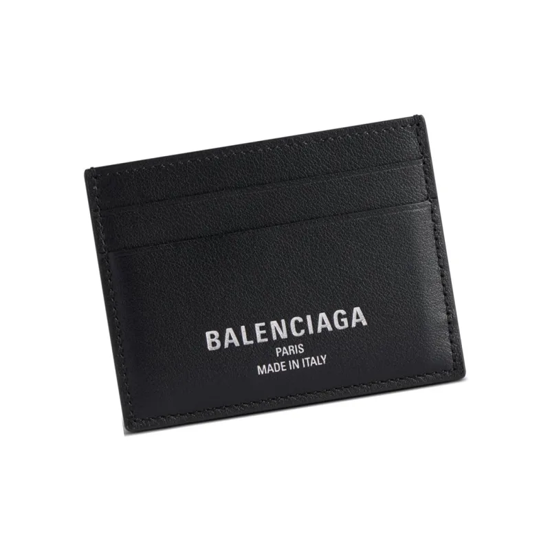 Balenciaga Smooth Cow Leather Card Clip Card Holder Regular Men's Black-1