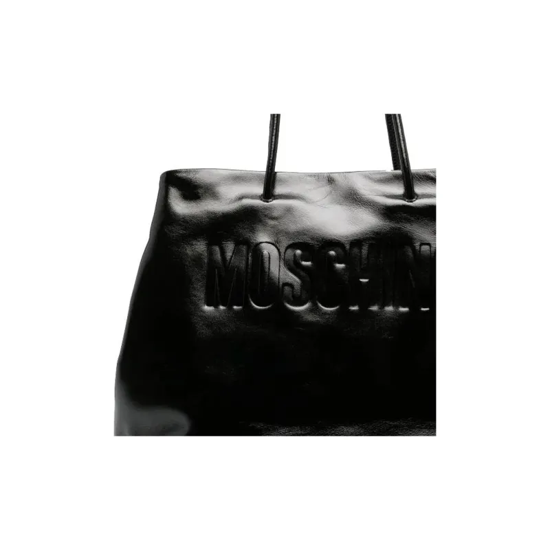 MOSCHINO Sheepskin Tote Bag Shopping Bag Shoulder Bag Handbag Women's Black-2