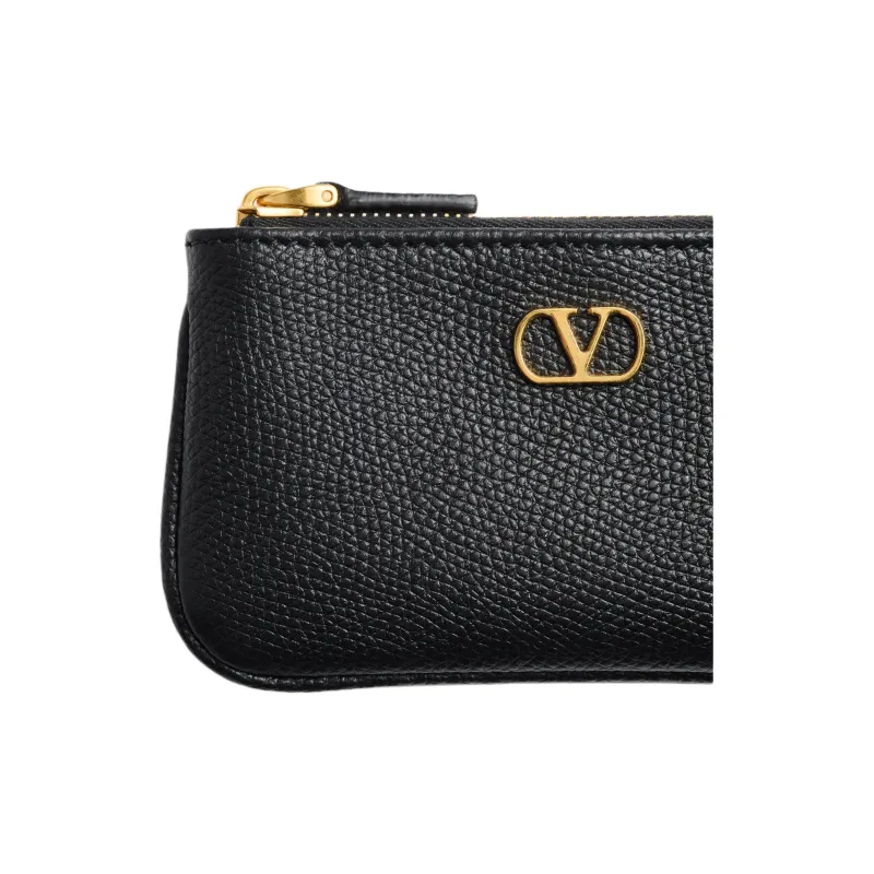 Valentino GARAVANI Calfskin Key Pouch Women's Black-4