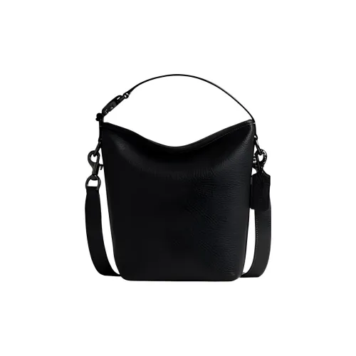 COACH Duffle Leather Bucket Bag Handbag Shoulder Bag Small Size Women's Black