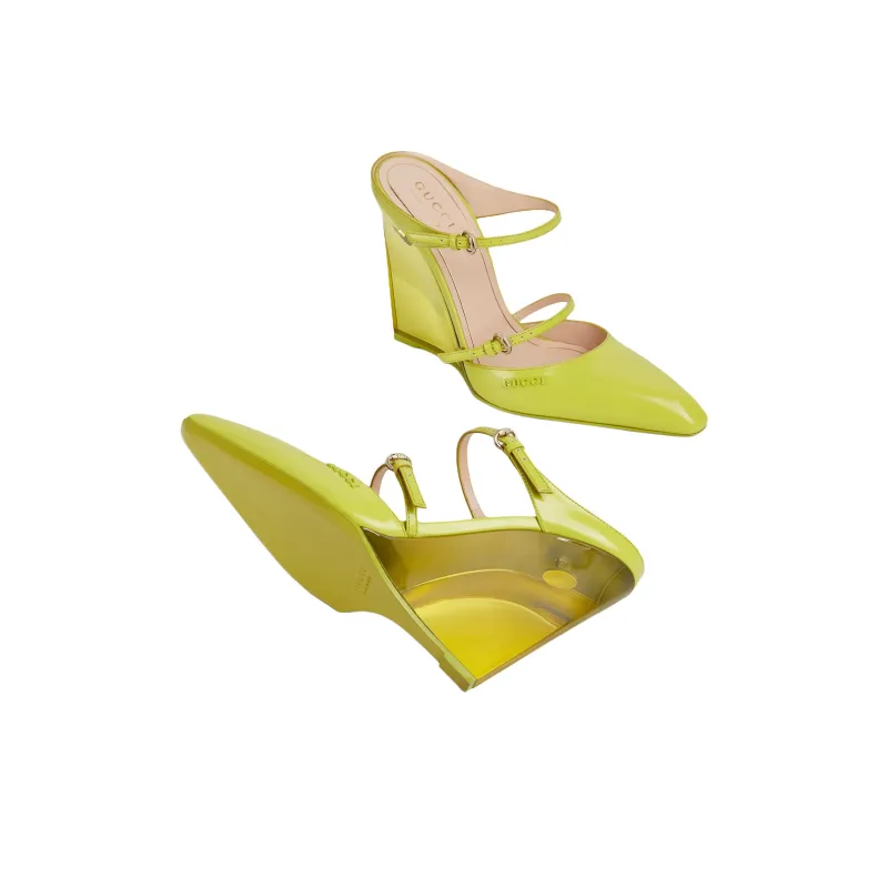 GUCCI Closed Toe Slippers 10.9cm Women's Light Green-4