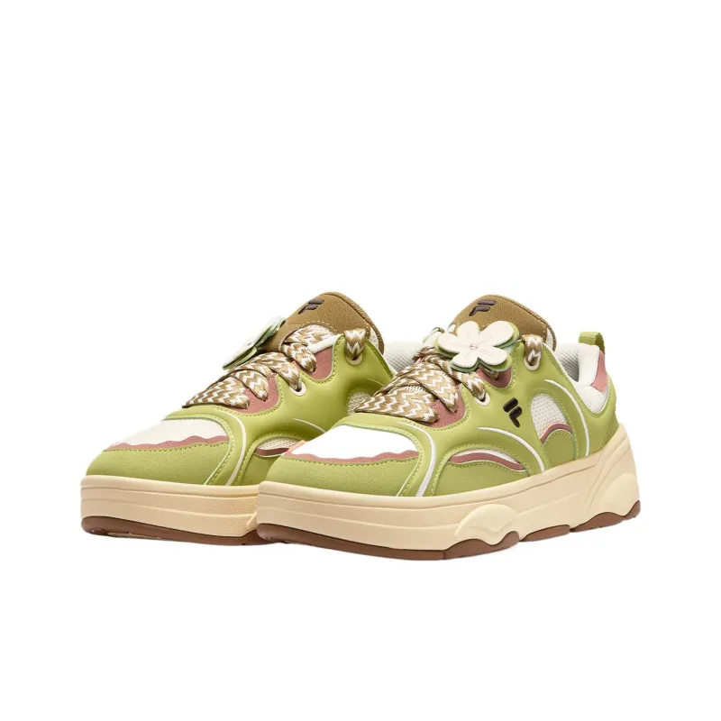 FILA FUSION WINDROUND DX Dancing Longboard Shoes Slip Resistant Low Top Skateboard Shoes Women's Green White-2