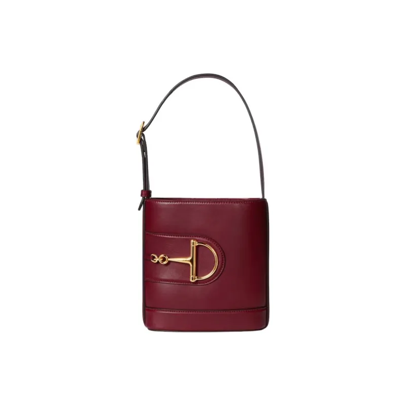 GUCCI Leather Shoulder Bag Mini Women's Red-1
