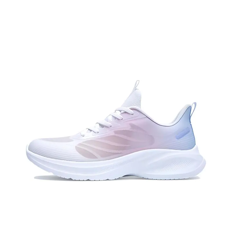 QIAODAN Light Speed 4.0 Cushioning Wear-Resistant Low-Top Running Shoes Women's White Pink Blue-0