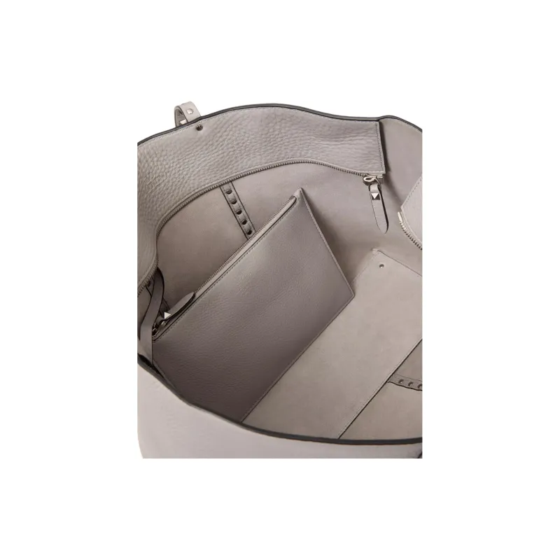 Valentino GARAVANI ROCKSTUD Grain Calfskin Tote Bag, Shopping Bag, Handbag Women's Gray-5