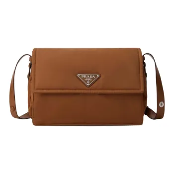 PRADA Re Nylon Recycled Nylon Messenger Bag, Crossbody Bag, Shoulder Bag Medium Size Women's Brandy Brown