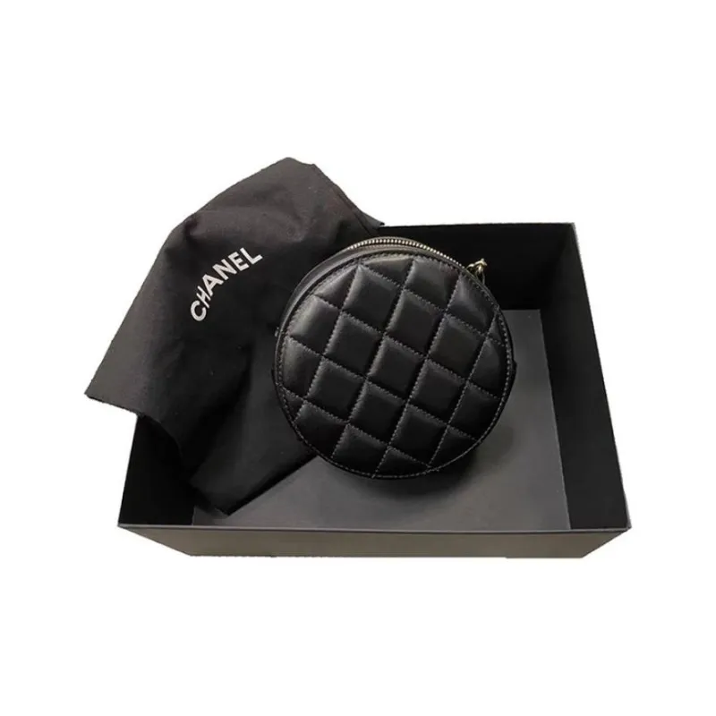 CHANEL Leather Round Bag, Shoulder Bag, Crossbody Bag Women's Black-3