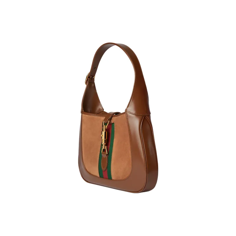 GUCCI Jackie 1961 Suede Shoulder Bag, Handbag Trumpets Women's Brown-2