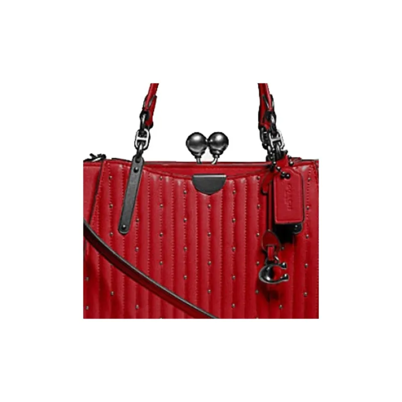 COACH Kisslock Leather Kiss-Lock Handbag Crossbody Bag Small Size Women's Red-3